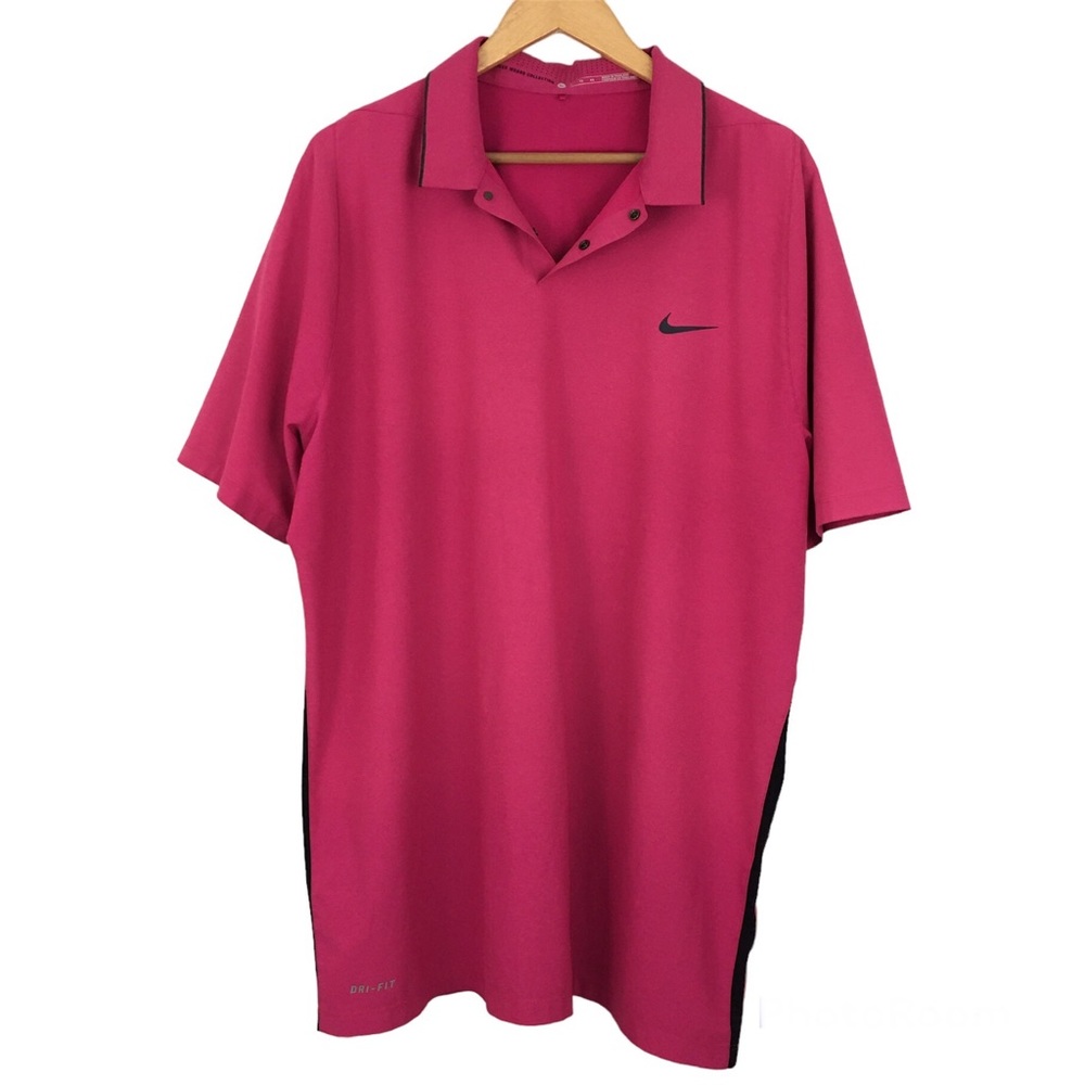 Nike Tiger Woods Max Woven Dry Fit Golf 1/2 Snap Polo Shirt Fuchsia Size XL